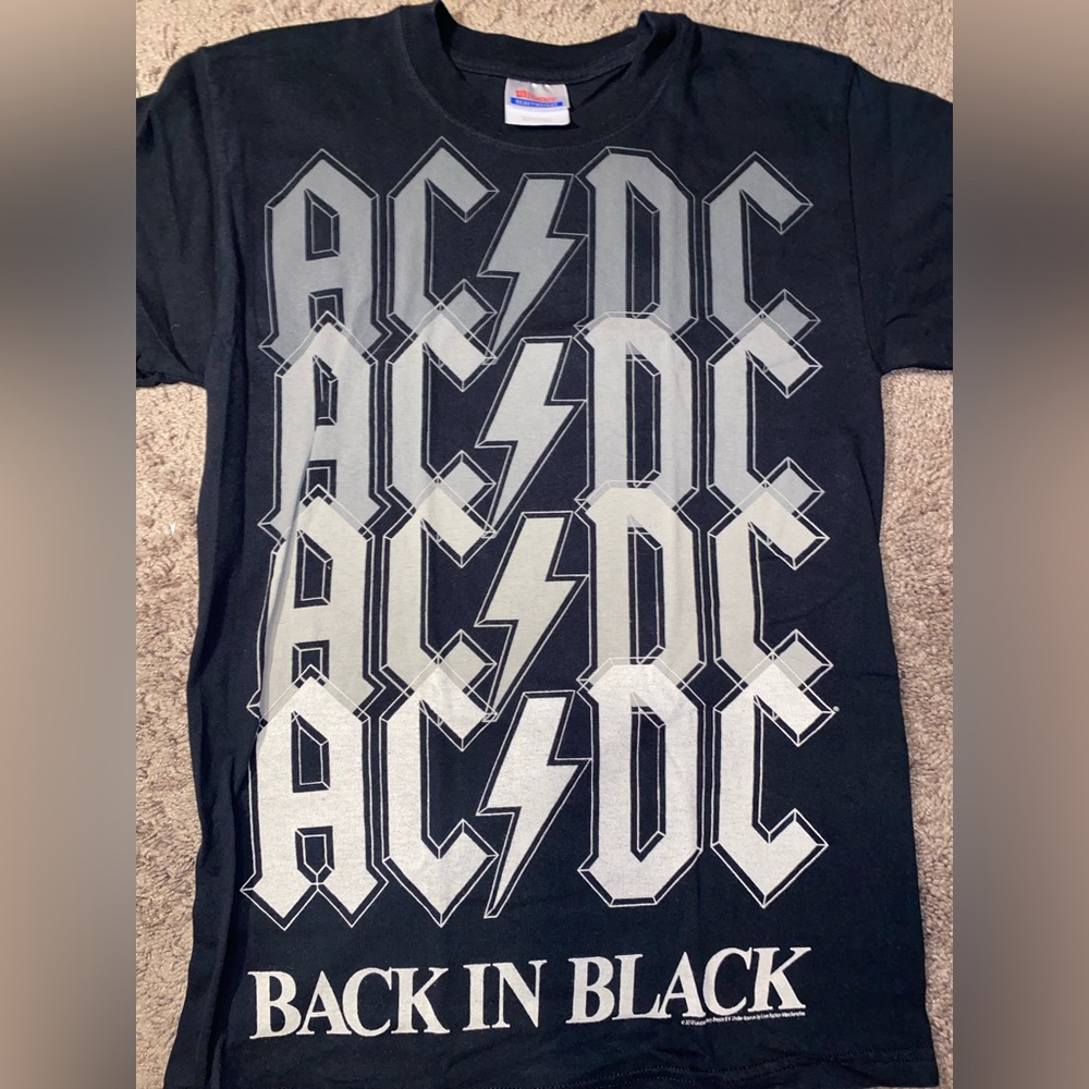 Vintage AC/DC Back In Black Tour Shirt Adult Mens Size Small Cotton Music Logo - Picture 1 of 10